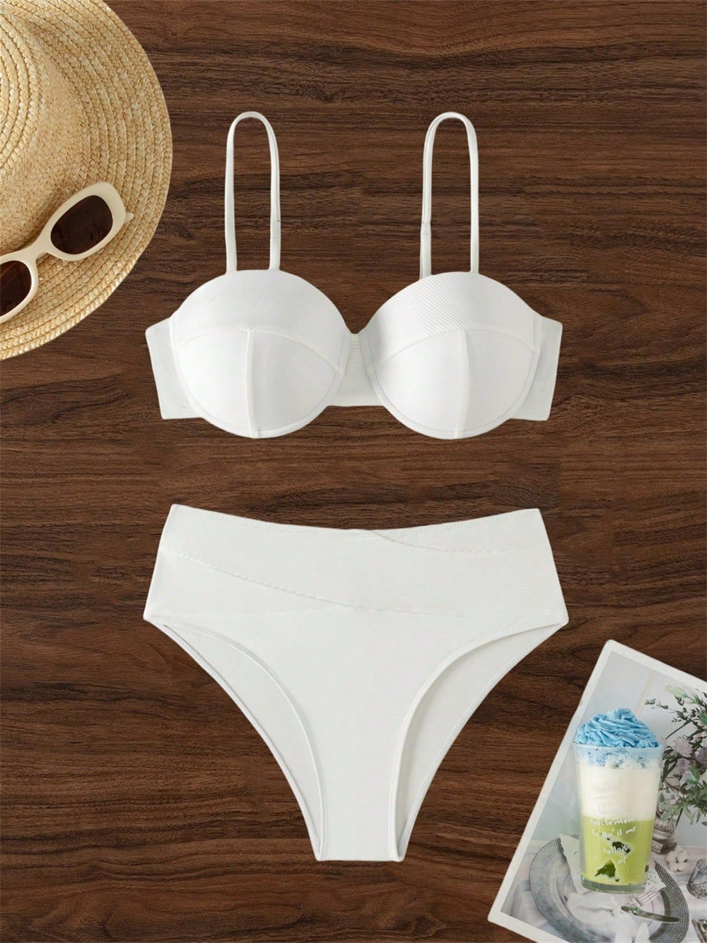 Underwire Bra Padded - White Sling Bikini Bra Back Lace