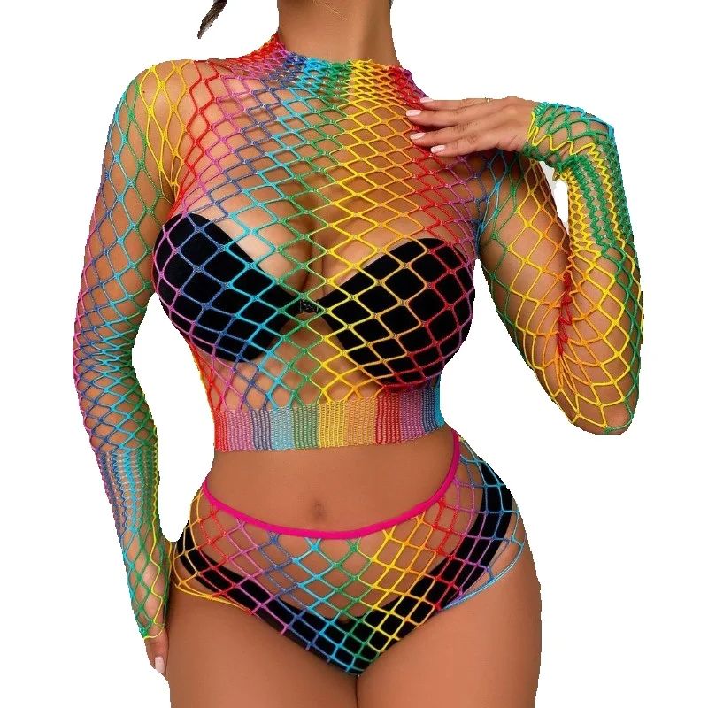 Sheer Mesh Bra - Sexy Rainbow Mesh Lingerie Set 2