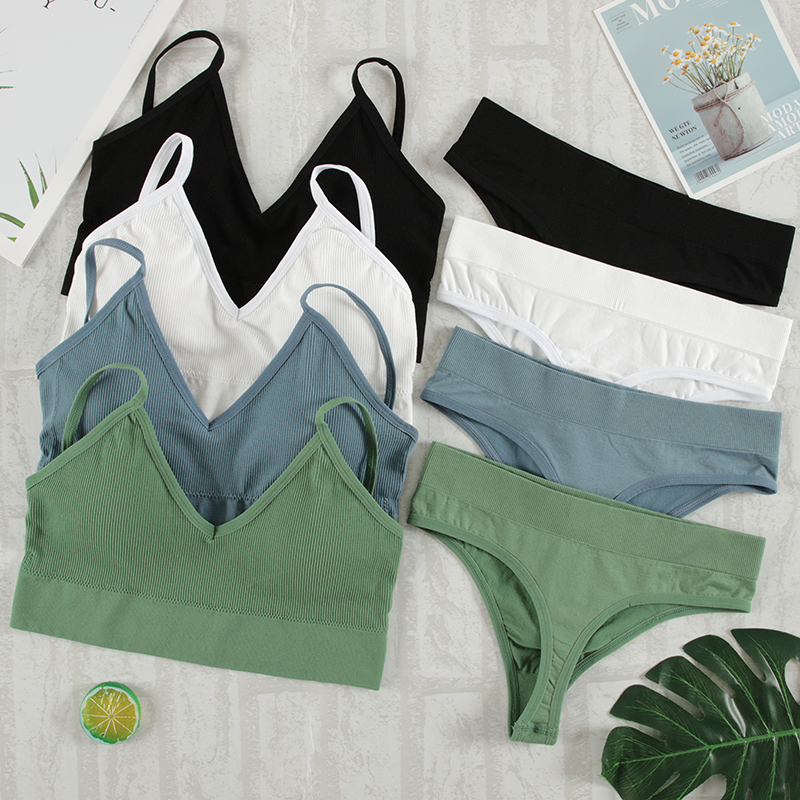 T Shirt Bra Seamless - CHRLEISURE Women Underwear Set Wireless Lingerie