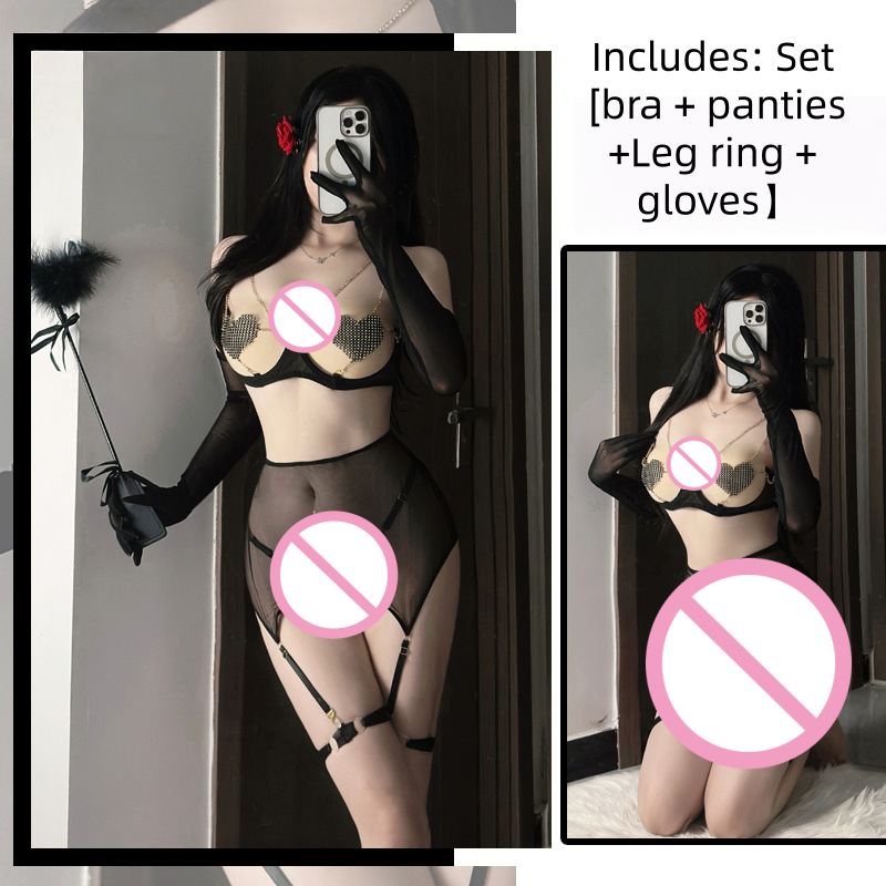 European and American Sexy Thr - Lace Bralette Set review and price