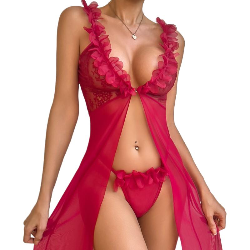 Red Transparent Mesh Suspender - Sheer Mesh Bra review and price