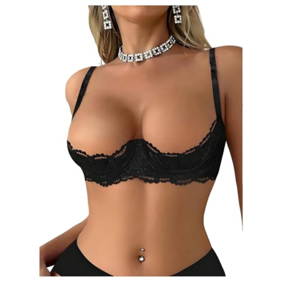 OYOANGLE Women's 1/4 Cup Lace  - Demi Bra Balconette review and price