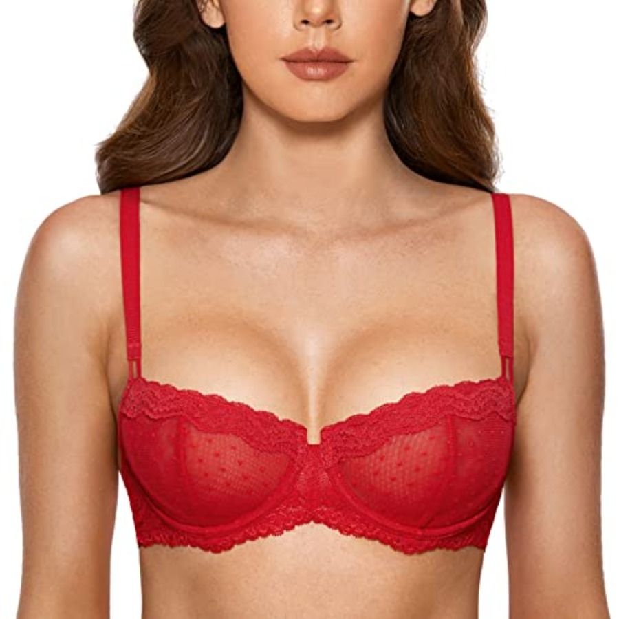 DOBREVA Women's Sexy Lace Bra  - Demi Bra Balconette review and price