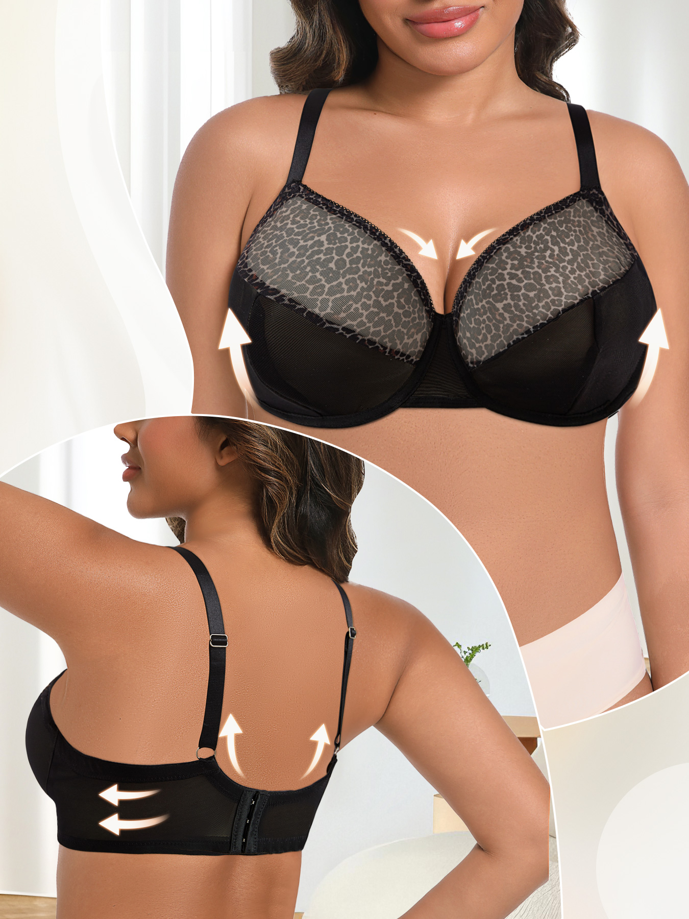 Plus Size Sexy Leopard Print & - Sheer Bra Lace review and price
